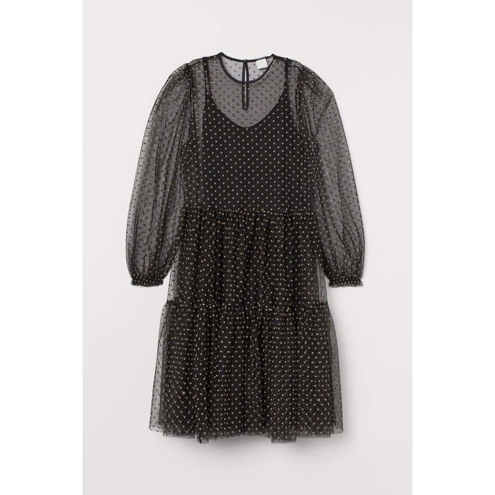 H&M Flock-Print Mesh Dress [XL]